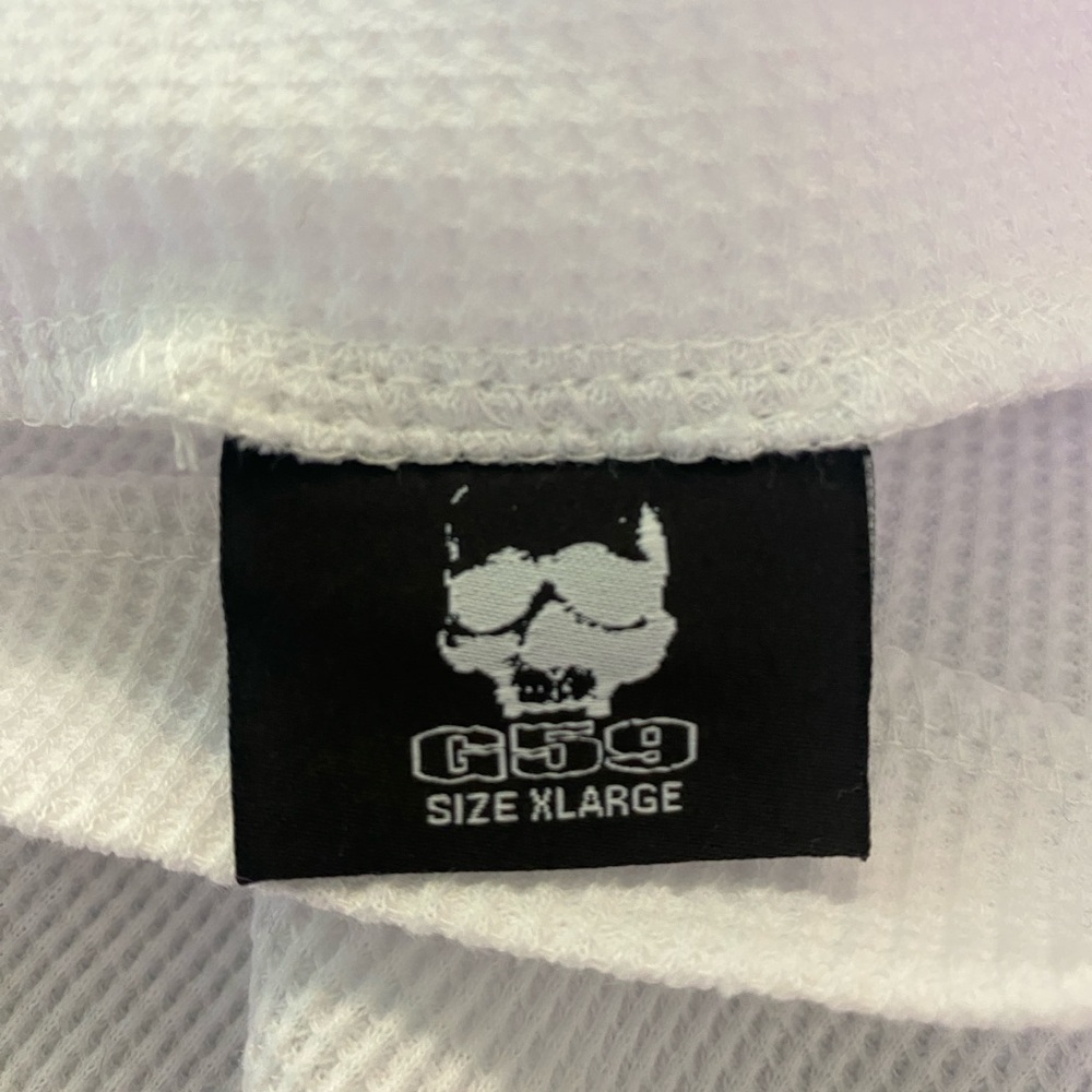 G59 100% Cotton White Long Sleeve Thermal Shirt with Small Black Logo, Size XL - Picture 3 of 5